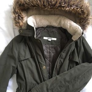 DKNY Faux-fur-trim hooded parka